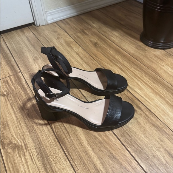 Clarks Black Open-Toe Heels with Ankle Strap - Picture 1 of 12